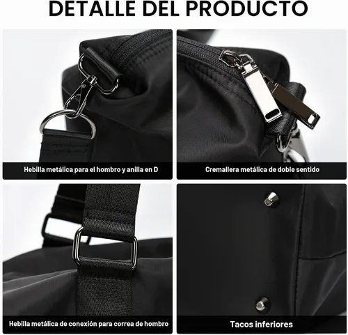 Vista 7 de Bolsa de viaje HYC00, bolsa de fin de semana para llevar en el hombro para mujer, bolsa de gimnasio deportiva con bolsillo para artículos húmedos