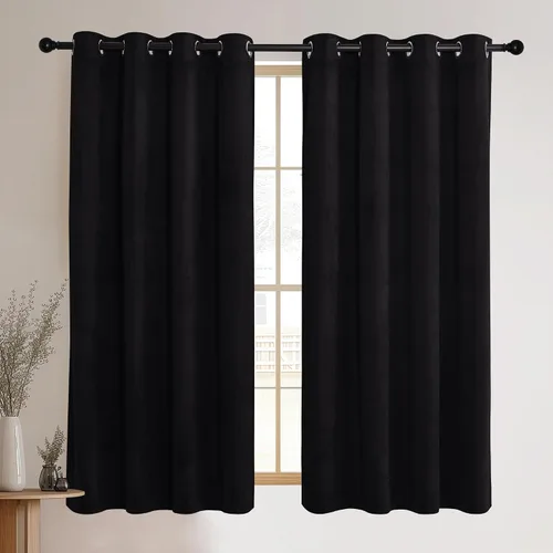 Vista 47 de NICETOWN Cortinas de terciopelo beige 100% opacas de 84 pulgadas de largo, 52 pulgadas de ancho, 2 paneles para dormitorio y sala de estar, cortinas