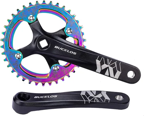 Vista 8 de BUCKLOS MTB Juego de Bielas de Bicicleta de Montaña de Una Sola Velocidad con Taper Cuadrado - 170mm Juego de Bielas con 104BCD 32/34/36/38/40/42T
