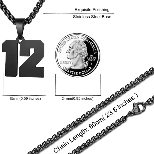 Vista 2 de MUERDOU Number Necklace for Boys Athletes Number Chain Stainless Steel Jersey Pendant Personalized Sports Jewelry Gift for Men Basketball Baseball