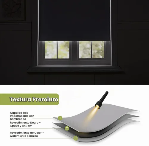 Vista 2 de Persianas enrollables inalámbricas para ventanas, 100% opacas, con aislamiento térmico, protección UV, persianas para ventanas, persianas