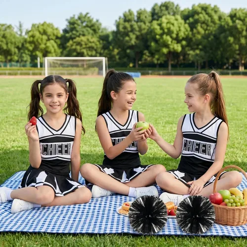 Vista 5 de Disfraz de animadora para niñas de Koatobbor, traje de animadora para Halloween, fiesta de cumpleaños, regalo Negro