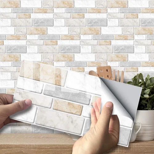 Vista 12 de Alwayspon Adhesivo de transferencia de azulejos con efecto mármol, adhesivo autoadhesivo para pared, calcomanías de azulejos para decoración