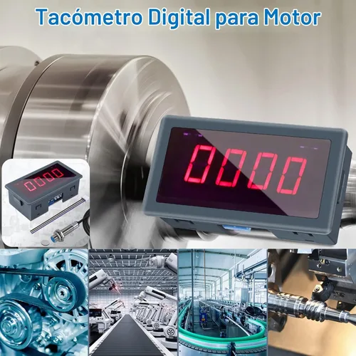 Vista 7 de ICSTATION - Tacómetro LED AC 110V-230V, 4 tacómetros digitales de motor rojo, medidor de velocidad RPM con sensor de interruptor de proximidad Hall