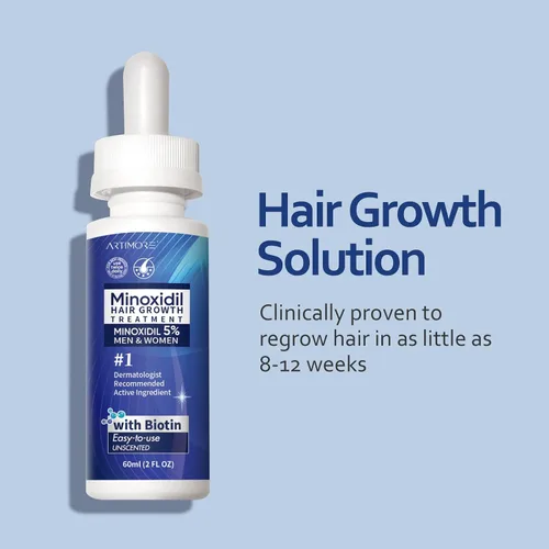 Vista 2 de Suero para el crecimiento del cabello de minoxidil al 5% para hombres y mujeres con biotina: minoxidil para hombres y mujeres, 5 por ciento