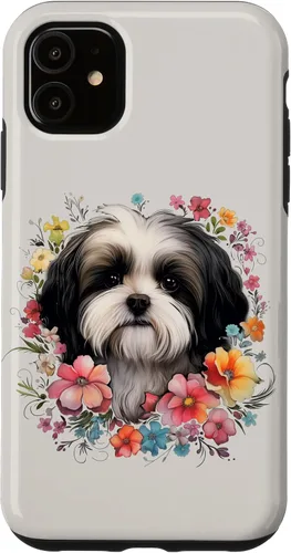 Vista 8 de Shih Tzu Mom Floral Dog Lover Vintage Flowers Cute Case for iPhone 17