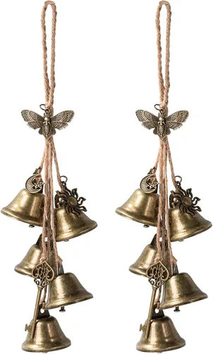 Vista 10 de 2 Piezas Campanas de Bruja para Perilla de Puerta para Protección Campanillas de Viento de Bruja Colgador de Puerta Campanas de Bruja Colgantes