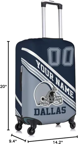 Vista 8 de Funda de equipaje personalizada, funda de maleta personalizada, diseña tu nombre y número, protector de equipaje elástico lavable, Dallas