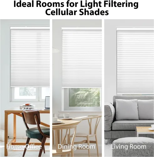Vista 5 de DEZ FURNISHINGS Persiana celular inalámbrica con filtro de luz de 1.5 pulgadas, 18 pulgadas de ancho x 36 pulgadas de alto, gris ancla