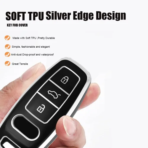 Vista 6 de ontto Funda para llavero de automóvil compatible con 2019 2020 A6 A6L A7 E-Tron A8 Q8 Key Box Remote Cover Negro