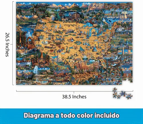 Vista 3 de Buffalo Games Eric Dowdle, mapa de parques nacionales, rompecabezas de 2000