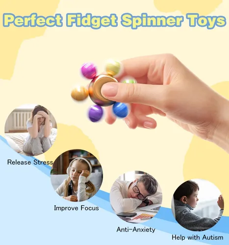 Vista 4 de ATESSON Fidget Spinner de metal para adultos y niños con rodamiento de acero inoxidable de alta velocidad, rotación silenciosa para 3-5 minutos