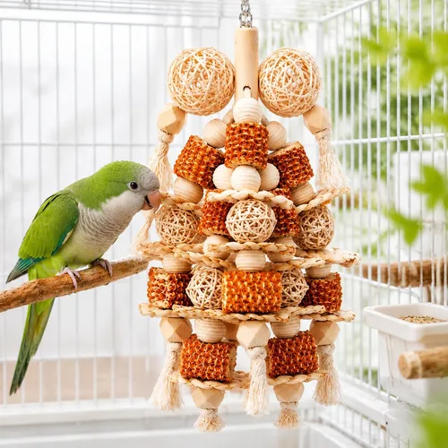 Vista 6 de Bird Toys Natural Corn Cob Loofah Chew Toys for Small Medium Parrots