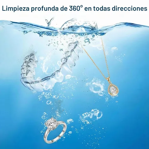 Vista 3 de BCOM Máquina limpiadora ultrasónica de retenedor, cápsula de limpieza dental de 46 Khz para frenos, protector nocturno, protector bucal, cepillo