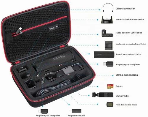 Vista 2 de Smatree Estuche rígido de 3,6 L con bolsillo DJI Osmo 2/Osmo Pocket Para DJI Osmo Pocket 2/Pocket