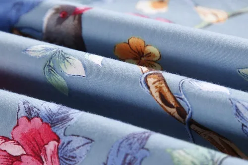 Vista 5 de Eikei Juego de Ropa de Cama de Jardín Botánico con Funda de Edredón de Algodón 100% Cepillado Lavado, Estampado Chinoiserie Asiático, Patrón Floral