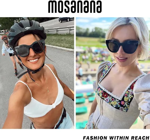 Vista 3 de mosanana Gafas de sol de ojo de gato de gran tamaño para mujer, estilo moderno, modelo Mantis