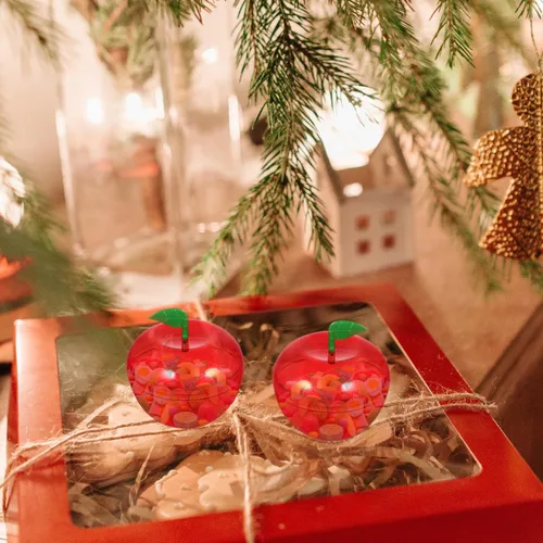 Vista 5 de ARTIBETTER Recipiente de regalo rojo, 8 unidades de manzanas de plástico, cajas de dulces, cajas de regalo, adornos decorativos rellenables
