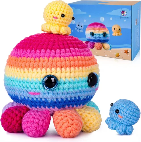 Vista 8 de Crochetta Kit de ganchillo para principiantes con tutoriales en video paso a paso, aprende a tejer para adultos y niños, suministros de manualidades