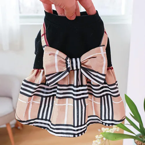 Vista 3 de Ropa para perros pequeños, niñas, lindos vestidos con lazo, vestido de princesa de verano, ropa cómoda y transpirable para mascotas, trajes
