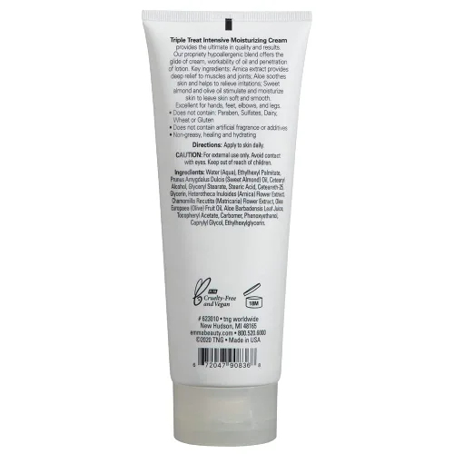 Vista 2 de EMMA Beauty Triple Treat - Crema hidratante intensiva para manos y cuerpo, sin fragancia, hidratante hipoalergénico para piel seca y sensible, 100%