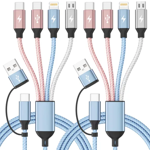 Vista 15 de Cable divisor USB C multi carga para múltiples dispositivos, cable de carga rápido 4 en 1, cable de carga de teléfono USB C trenzado con 4 Azul
