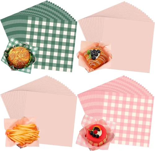 Vista 32 de Honeydak 200 hojas de papel de cera verde para alimentos, 7 pulgadas, surtido de cestas de pergamino verdes para sándwich, hamburguesas, a prueba