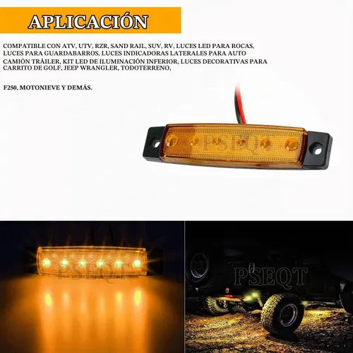 Vista 3 de PSEQT 10 unidades de luces LED de tira de roca para auto, luces de rueda de bajo brillo, kits de iluminación para guardabarros, impermeables