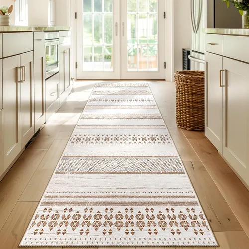 Vista 40 de BESTSWEETIE Alfombras de área de 2 x 3 pies para sala de estar, lavables, marroquíes, rústicas, geométricas neutrales, de pelo bajo