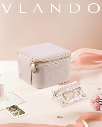 Vista 6 de Vlando Joyero pequeño de viaje, piel sintética, 6 bolsas de terciopelo con cremallera para mujeres y niñas, regalo del día de San Valentín