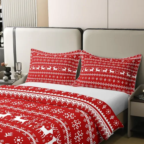 Vista 15 de Funda de edredón de árbol de Navidad 100% algodón natural, juego de ropa de cama de copos de nieve de Navidad para niños y niñas, funda de edredón