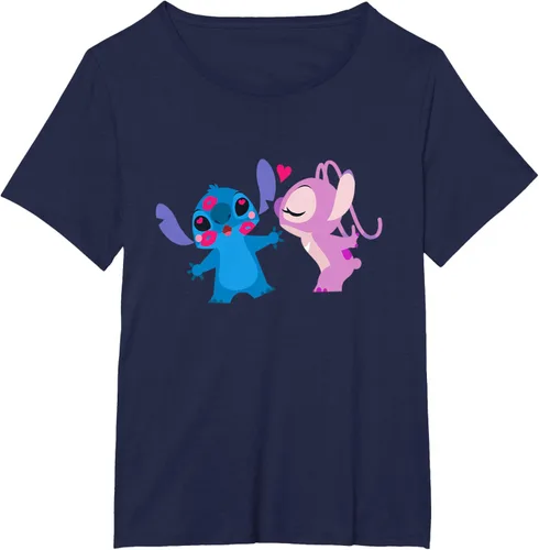 Vista 17 de Disney Stitch and Angel - Camiseta para el día de San Valentín Negro
