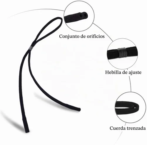 Vista 4 de Correa de gafas (2 piezas) Correa de gafas deportivas Retenedor ajustable de gafas de sol para hombres mujeres Paquete de 2 (negro)