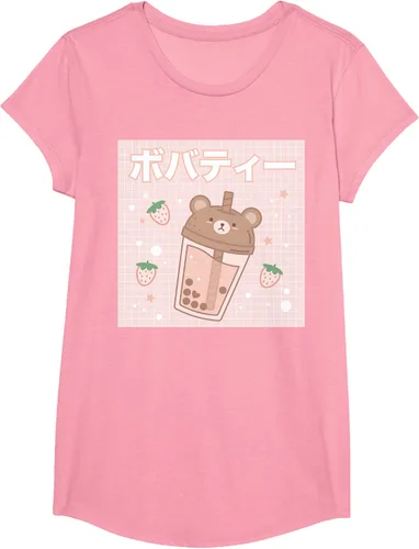 Vista 63 de Camiseta estética Kawaii con diseño de oso lindo y té con leche burbuja, talla S Blanco