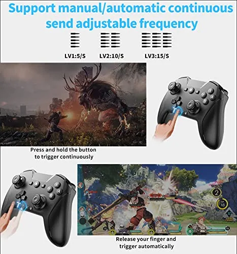 Vista 6 de Bluetooth Controller for SwitchMacPCPhoneIOSAndroidiPadiPhoneTV, Remote Game Controller with Custom Programmable ButtonMacroTurboVibrationGyro Axis