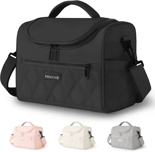 Vista 15 de Bolsa de almuerzo para mujer, suave y ligera, lonchera aislada a prueba de fugas con correas, lonchera térmica reutilizable para almuerzo