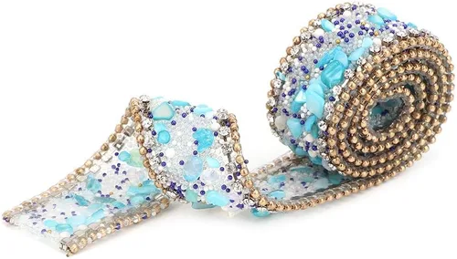 Vista 5 de Cinta autoadhesiva con diamantes de imitación de cristal, cadena de cuentas de 16.4 pulgadas para decoración de vestidos de boda, fiesta