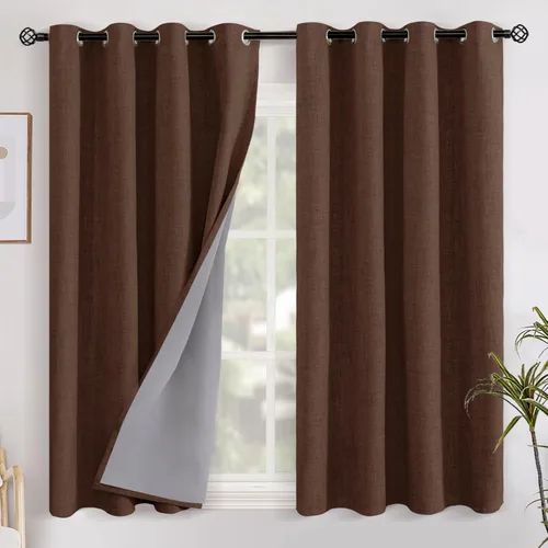 Vista 85 de YoungsTex - Cortinas opacas de lino para dormitorio, oscurecimiento de la habitación, cortinas con textura de lino, paneles con aislamiento térmico