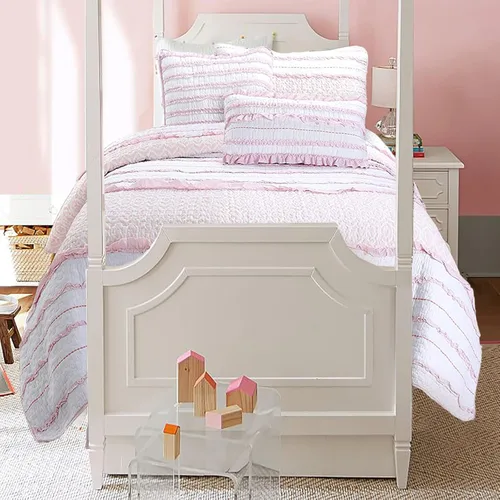Vista 13 de [Usado] Juego de ropa de cama de algodón de 6 piezas con estampado de corazones, mariposas y lunares, a rayas, rosa, morado, blanco, de algodón