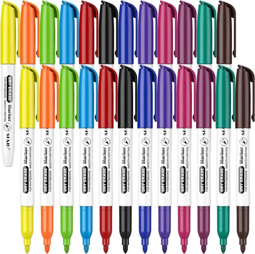 Vista 19 de SFAIH Fine Tip Dry Erase Markers - 15 Pack 15 Assorted Color Whiteboard Erasable Markers, Ideal for Classroom School Office Home Use on White Board