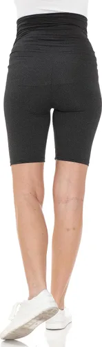 Vista 3 de Leggings Depot Pantalones cortos de maternidad con cintura lateral fruncida para mujer, pantalones cortos sobre el vientre