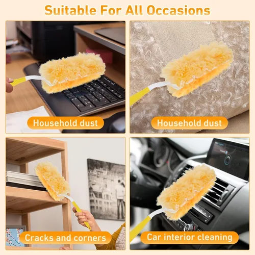 Vista 4 de Kit de repuestos de plumero de 360° para plumero Swiffer, paquete de 25 y 1 mango, plumeros multisuperficie con 4 veces de potencia de limpieza. Kit