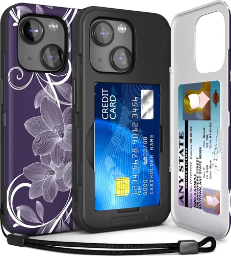 Vista 7 de TORU CX Slim - Funda tipo cartera para iPhone 15, funda protectora a prueba de golpes resistente con tarjetero oculto y ranura para tarjetas, espejo