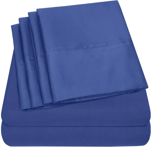 Vista 53 de Juego de sábanas de 4 piezas para camas individuales de 1500 hilos de microfibra de cepillado fino con bolsillo profundo - 1 funda de almohada