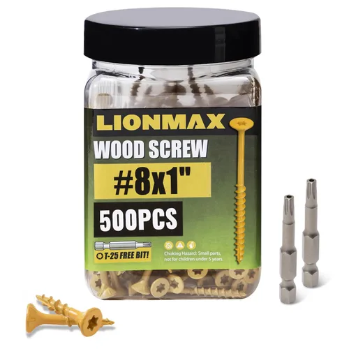 Vista 26 de LIONMAX Tornillos para Terraza de 1 Pulgada, Tornillos para Madera #8 x 1, 300 PCS, Resistentes al Óxido, Revestimiento Epoxi Exterior, Tornillos