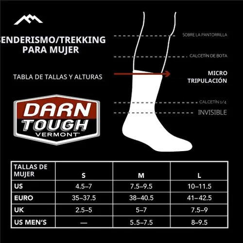 Vista 2 de Darn Tough Bear Town Micro Crew - Calcetines ligeros con cojín para mujer (estilo 1970) - Agua
