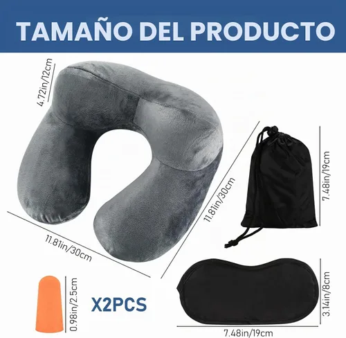 Vista 3 de Almohadas inflables de viaje para dormir, almohada inflable para el cuello para viajar, almohadas inflables para el cuello de viaje para aviones