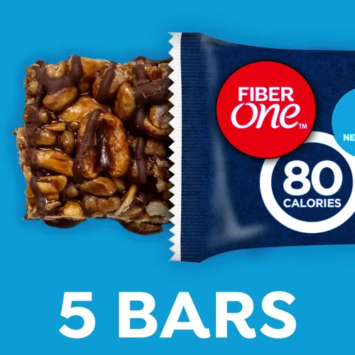 Vista 4 de Barras de snack masticables Fiber One de 70 calorías, chocolate, 5 unidades (Paquete de 2)