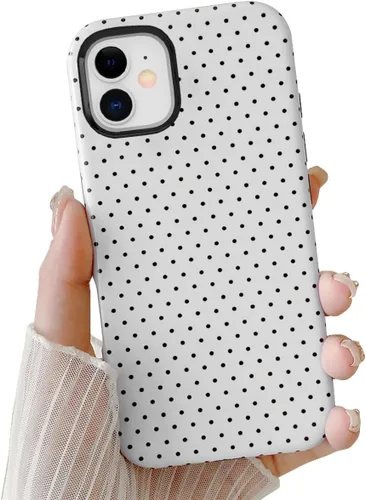 Vista 8 de Compatible con iPhone SE/8/7 Funda Linda para Celular, Diseño de Patrón Estético de Puntos, Funda Protectora Antiarañazos de 2 Capas Híbridas a Azul