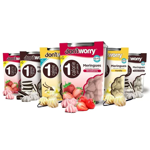 Vista 15 de Don't Worry Galletas de merengue Doble sabor a chocolate y galletas y crema Dulce bajo en azúcar con 4 calorías por unidad Postre keto